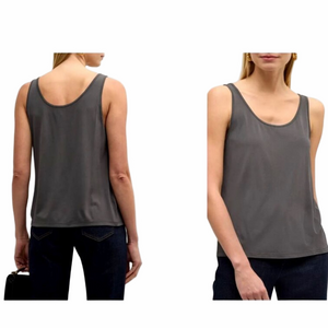 Eileen Fisher Charcoal 100% Silk Relaxed Fit Loose Casual Tank Top Size PP